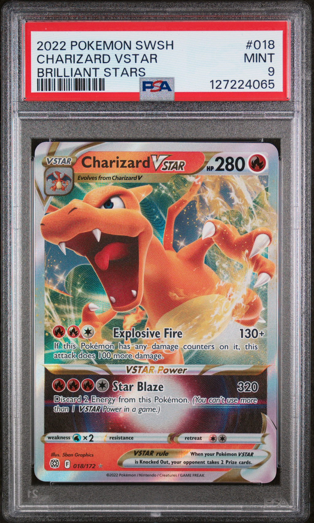 SEQUENTIAL 9's - Charizard VSTAR 018/172 PSA 9 & Charizard VSTAR 019/159 PSA 9 - Brilliant Stars & Crown Zenith 2022/2023