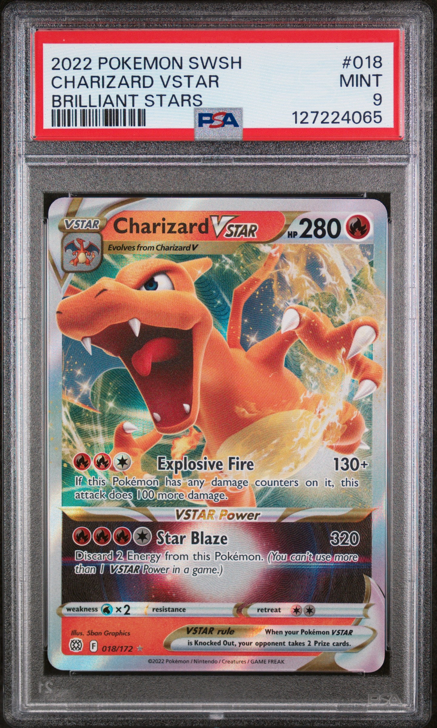 SEQUENTIAL 9's - Charizard VSTAR 018/172 PSA 9 & Charizard VSTAR 019/159 PSA 9 - Brilliant Stars & Crown Zenith 2022/2023