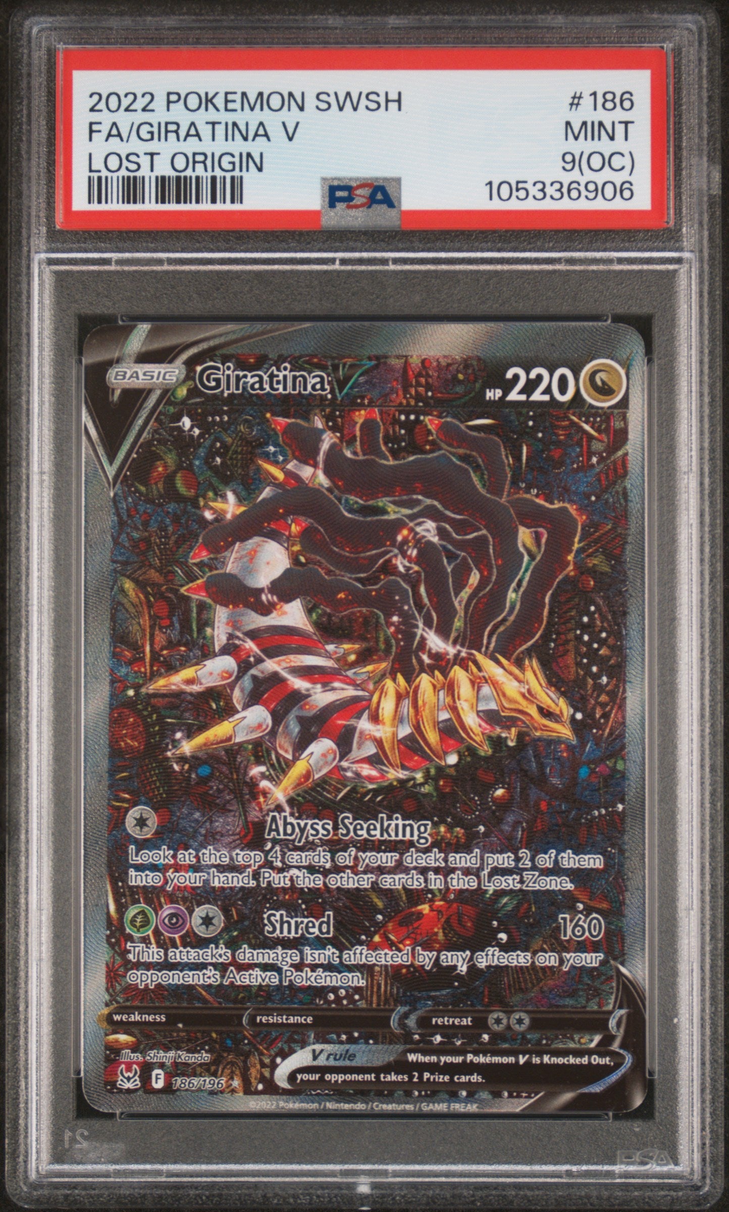 Giratina V 186/196 PSA 9 (OC) Error - Lost Origin 2022